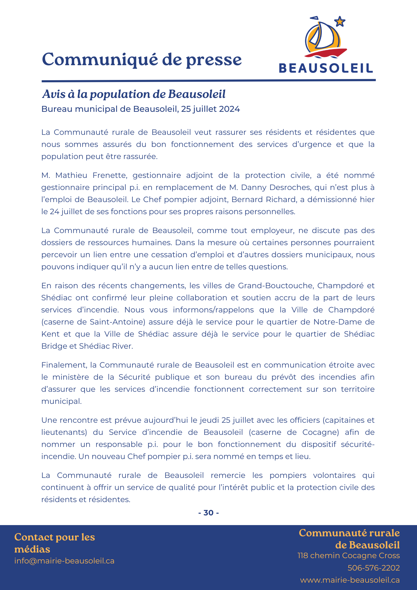 Communiqué Avis à la population 1