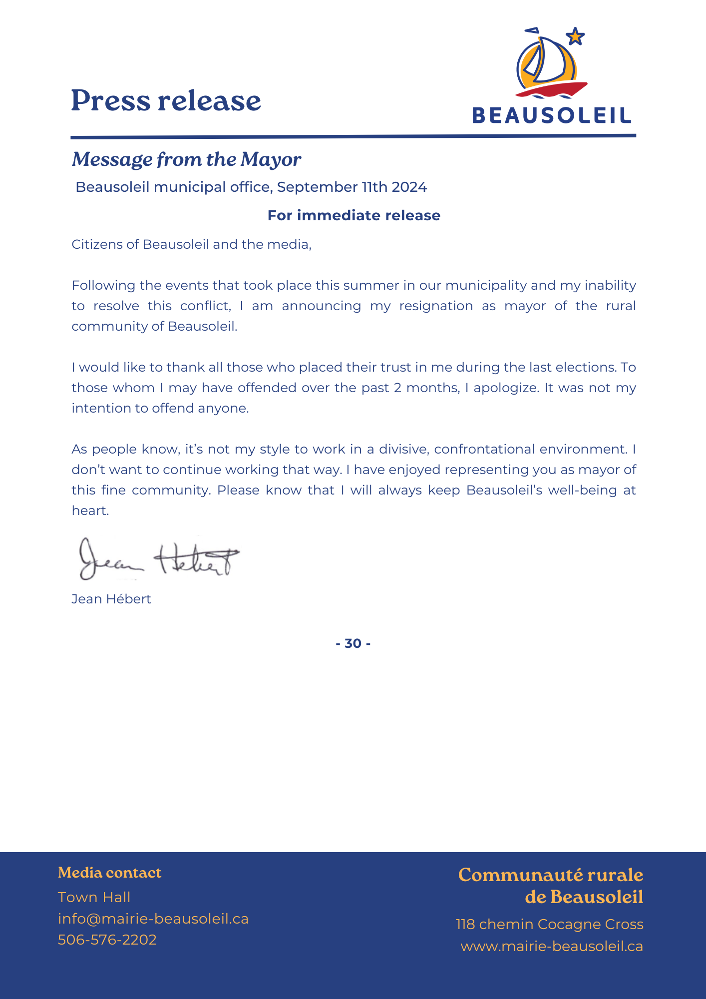 Press Release Mayor